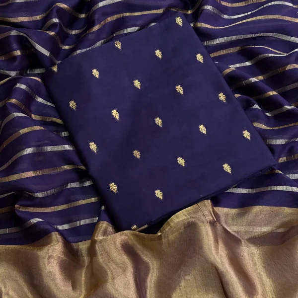 CHANDERI SILK SUIT SET Printed (Blue)