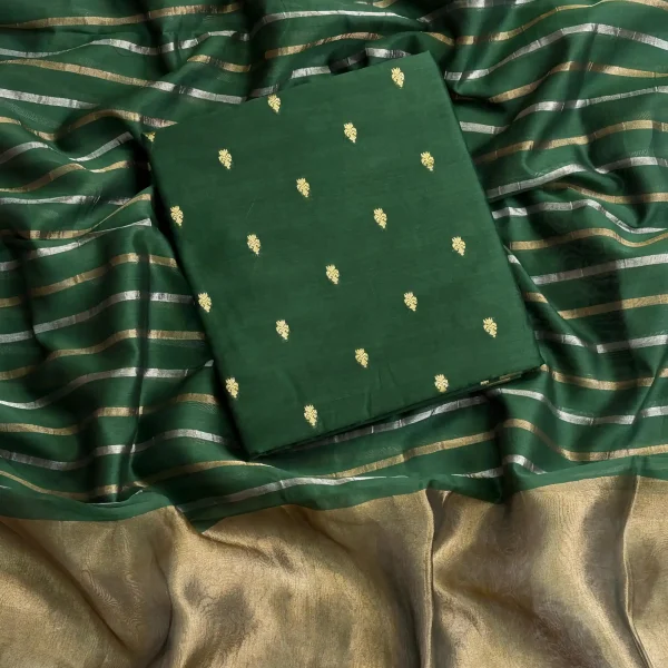 CHANDERI SILK SUIT SET Printed (Green)