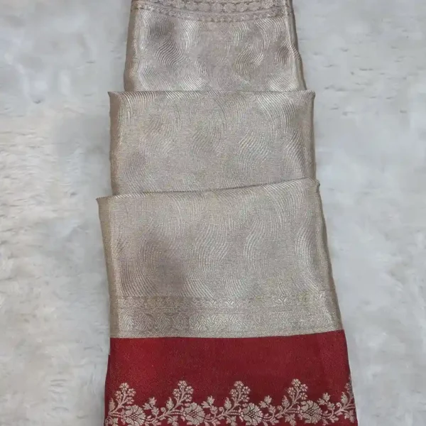 Mahroon Tissue Silk Banarasi Saree