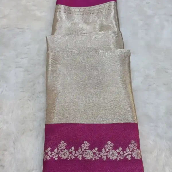 Megenta pink Tissue Silk Banarasi Saree