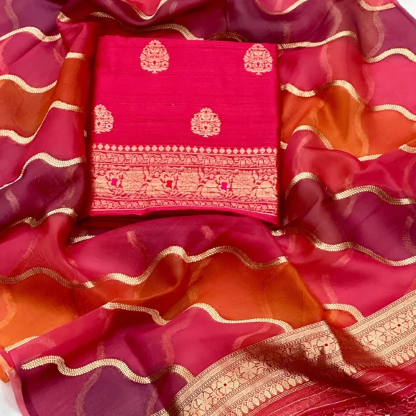 Premium banarasi kadhwa Suit Set (Pink)