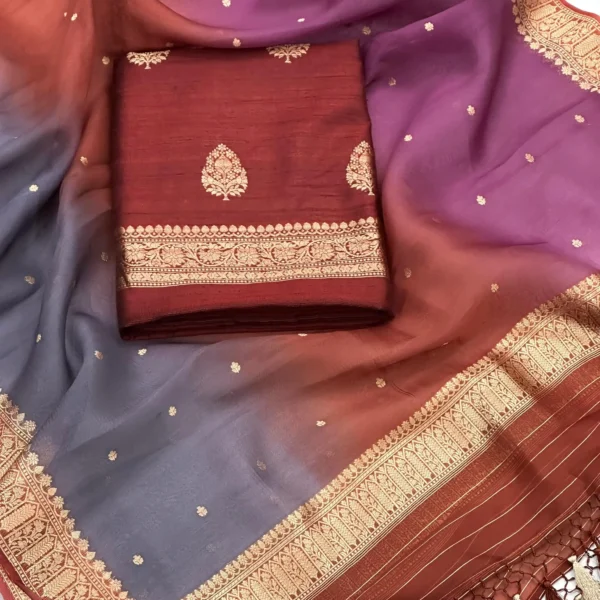 Premium banarasi kadhwa Suit Set ( Rustic Mahroon)